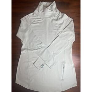 Duluth Trading Co Sz S Split Mock Neck Mint Greeen Tunic Thumb Holes Zip Pocket